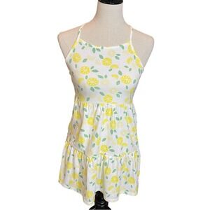 Cat & Jack Girls Lemon Print‎ Sundress Size L 10/12 White Yellow
